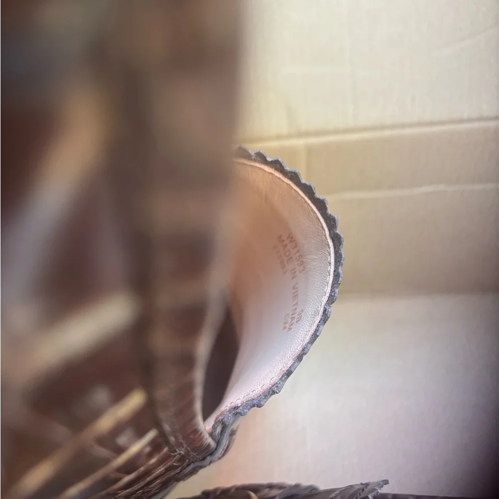 Cole Haan Crocodile Pattern Loafers with Gold Detail - Picture 3 of 8